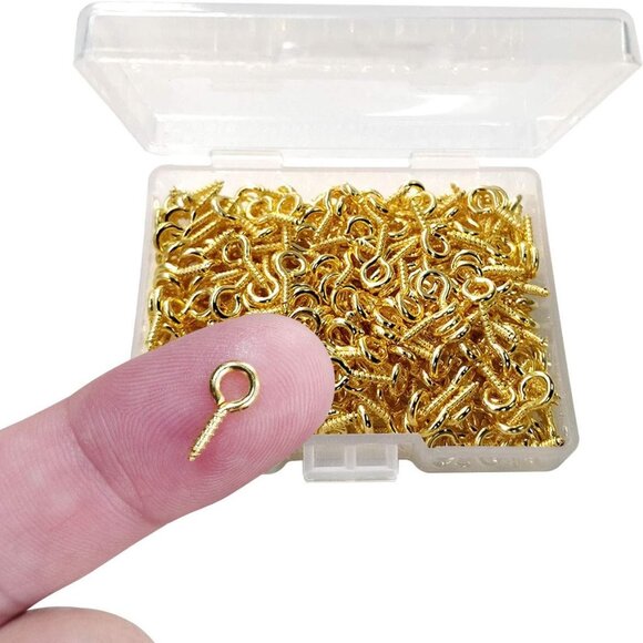 300PCS Mini Screw Eye Pin Pegs, 10 x 5mm Hooks, Self Tapping Screws for Arts & C - Picture 1 of 7